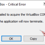Failed To Acquire The VirtualBox COM Object