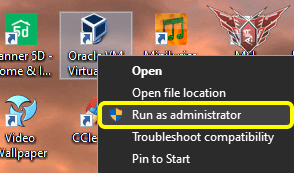Run VirtualBox As Adminstrator